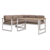 Hoek Loungeset - Melton - Acacia/Aluminium - Wit - The Outsider