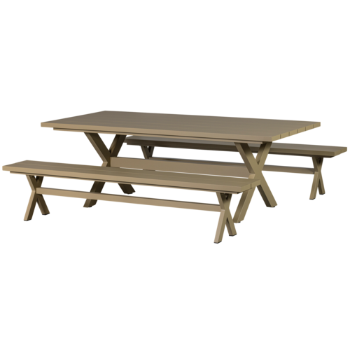 Exotan Delta - Picknicktafel - Aluminium - Groen Zand - 220x100cm - Exotan