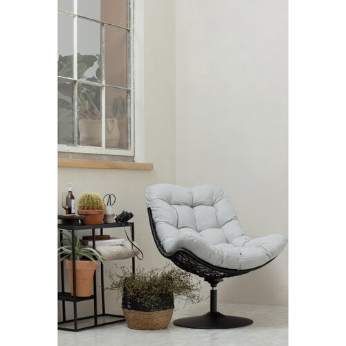 Vive - Draaifauteuil - Loungestoel - Naturel Zwart - Rattan - WOOOD