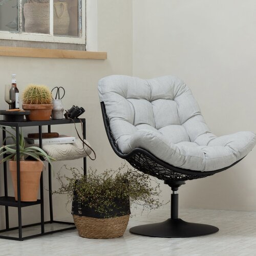 Vive - Draaifauteuil - Loungestoel - Naturel Zwart - Rattan - WOOOD