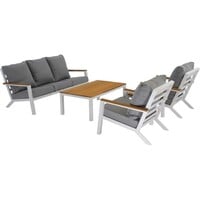 Stoel-Bank Loungeset - Donnan - Wit - Aluminium / Bamboe - Lesli Living