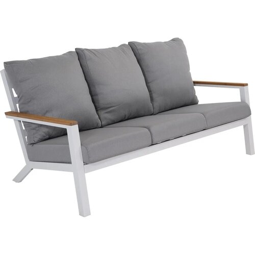 Lesli Living  Stoel-Bank Loungeset - Donnan - Wit - Aluminium / Bamboe - Lesli Living