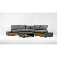 Hoek Loungeset - Ibiza - Aluminium - Zwart Lichtgrijs - Datho Outdoor