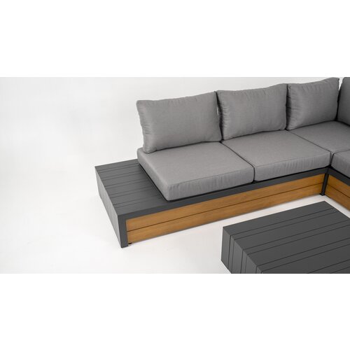 DATHO OUTDOOR Hoek Loungeset - Ibiza - Aluminium - Zwart Lichtgrijs - Datho Outdoor