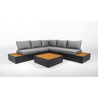 Hoek Loungeset - Formentera - Aluminium - Teak - Smoked Grey - Datho Outdoor