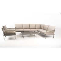 Hoek Loungeset - Trino - Aluminium - Beige - Datho Outdoor