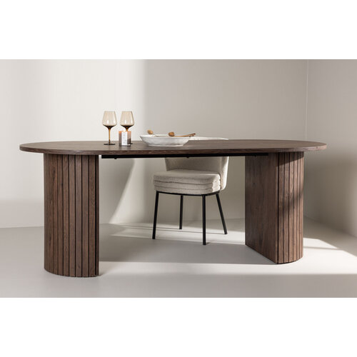 Jörn Ovale Eettafel - Oakly - 200x90 cm - Eikenhout Bruin Fineer - Jorn