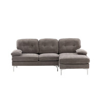 Reims Sofa - Bank met Chaise Longue - 3-Zitsbank - Grijs Stof - Jorn