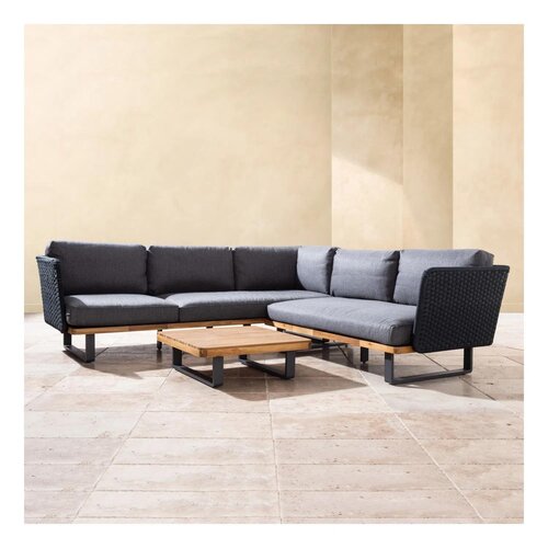 The Outsider Hoek Loungeset - Massarosa - Acacia - Aluminium - Donkergrijs - The Outsider The Outsider Hoek Loungeset - Massarosa - Acacia - Aluminium - Donkergrijs - The Outsider