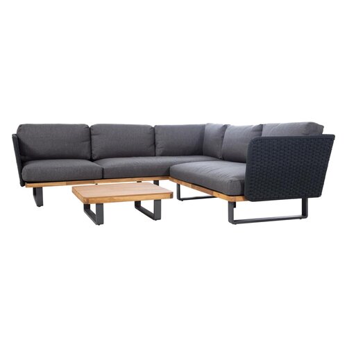 The Outsider Hoek Loungeset - Massarosa - Acacia - Aluminium - Donkergrijs - The Outsider