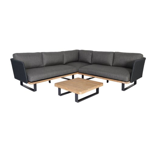 The Outsider Hoek Loungeset - Massarosa - Acacia - Aluminium - Donkergrijs - The Outsider