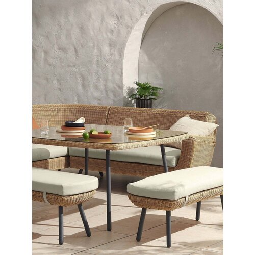 The Outsider Hoek Lounge Diningset - Jonah - Wicker - Naturel - The Outsider
