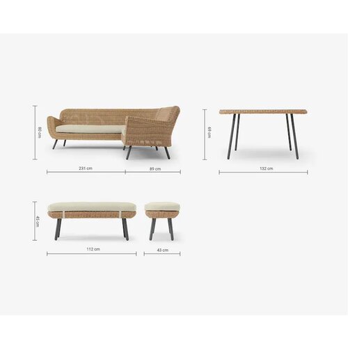 The Outsider Hoek Lounge Diningset - Jonah - Wicker - Naturel - The Outsider