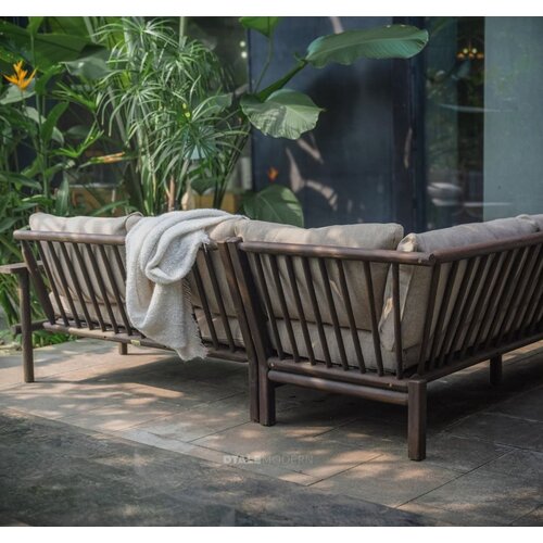 The Outsider Hoek Loungeset - Laruna - Acaciahout - Vintage Bruin /  Wit - The Outsider