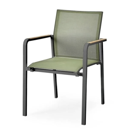 SUNS Tuinstoel Stapelbaar - Tuttti - Forrest Green - Aluminium / Teak Armleuning - SUNS SUNS Tuinstoel Stapelbaar - Tuttti - Forrest Green - Aluminium / Teak Armleuning - SUNS