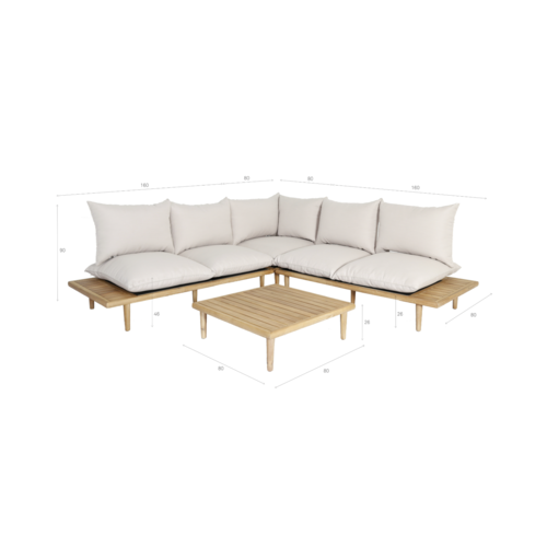 The Outsider Hoek Loungeset - Phoenix - Acaciahout - Off White - The Outsider The Outsider Hoek Loungeset - Phoenix - Acaciahout - Off White - The Outsider