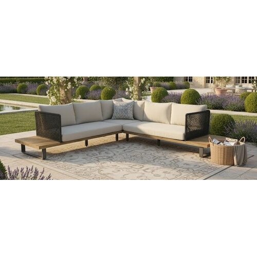 The Outsider Hoek Loungeset - Tenerife - Acacia - Aluminium - Zandkleur- The Outsider