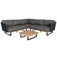 Hoek Loungeset - Massarosa - Acacia - Aluminium - Donkergrijs - The Outsider