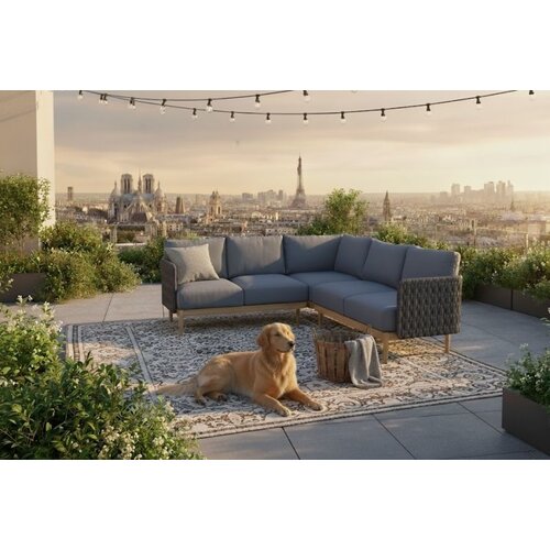 Baratti Hoek Loungeset - Kolbe - Acacia/Rope - Navy Blue - Baratti