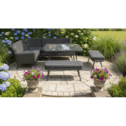 The Outsider Hoek Lounge Diningset - Jonah - Wicker - Antraciet - The Outsider