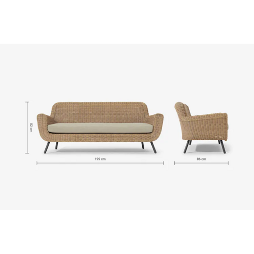 The Outsider Lounge Tuinbank - Jonah - 3 Zits - Wicker - Naturel - The Outsider