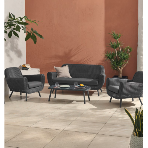 The Outsider Stoel-bank Loungeset - Jonah - 5 zits - Wicker - Antraciet - The Outsider