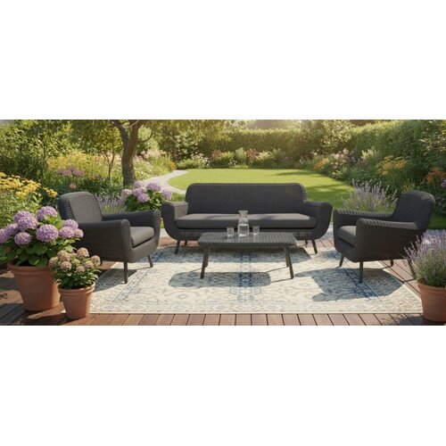 The Outsider Stoel-bank Loungeset - Jonah - 5 zits - Wicker - Antraciet - The Outsider