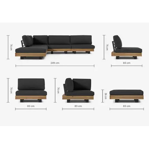 The Outsider Hoek Loungeset - Los Angeles - Antraciet - Acacia - The Outsider