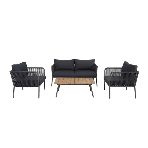 Baratti Stoel-Bank Loungeset Tito | Antraciet | Rope & Aluminium | Baratti