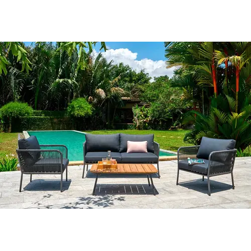 Baratti Stoel-Bank Loungeset Tito | Antraciet | Rope & Aluminium | Baratti