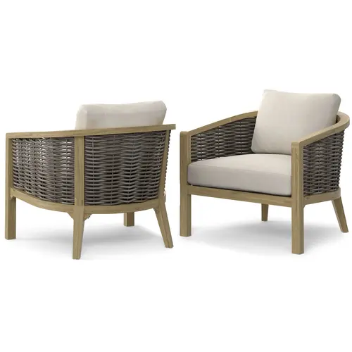 The Outsider Stoel-Bank Loungeset Parkside | 5-zits | Wicker & Acaciahout | The Outsider