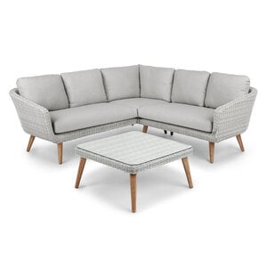 Baratti Hoek Loungeset Maartje - Lichtgrijs - Wicker / Acaciahout - Baratti