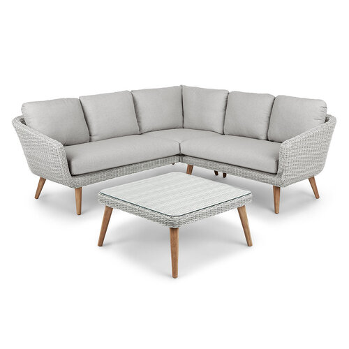 Baratti Hoek Loungeset Maartje - Lichtgrijs - Wicker / Acaciahout - Baratti