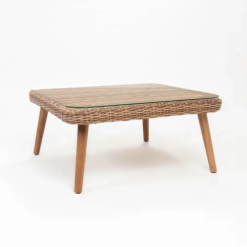 Baratti Hoek Loungeset Mikki - Bruin - Wicker / Acaciahout - Baratti Baratti Hoek Loungeset Mikki - Bruin - Wicker / Acaciahout - Baratti