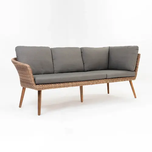 Baratti Hoek Loungeset Mikki - Bruin - Wicker / Acaciahout - Baratti Baratti Hoek Loungeset Mikki - Bruin - Wicker / Acaciahout - Baratti