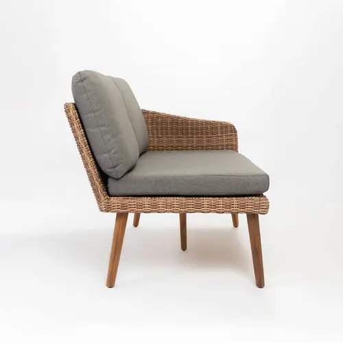 Baratti Hoek Loungeset Mikki - Bruin - Wicker / Acaciahout - Baratti Baratti Hoek Loungeset Mikki - Bruin - Wicker / Acaciahout - Baratti