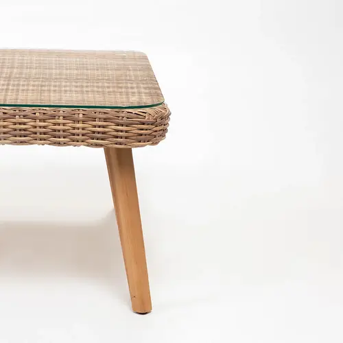 Baratti Hoek Loungeset Mikki - Bruin - Wicker / Acaciahout - Baratti Baratti Hoek Loungeset Mikki - Bruin - Wicker / Acaciahout - Baratti