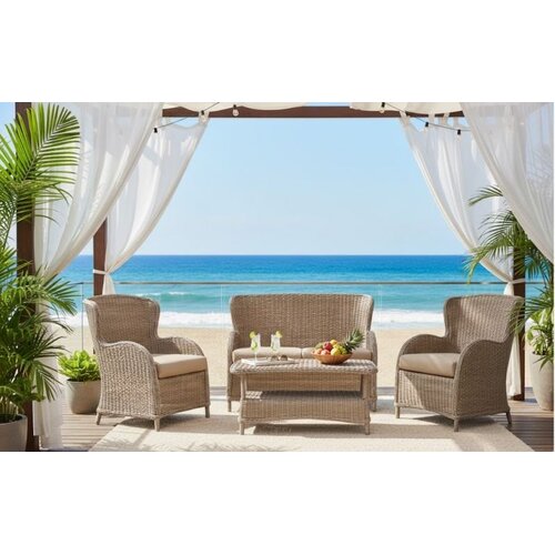 Baratti Stoel-Bank Loungeset Milano - 4-zits - Naturel & Bruin - Wicker - Baratti Baratti Stoel-Bank Loungeset Milano - 4-zits - Naturel & Bruin - Wicker - Baratti