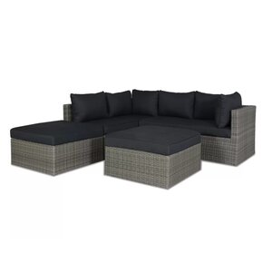 Baratti Hoek Loungeset Amalia - Antraciet & Grijs - Wicker - Baratti