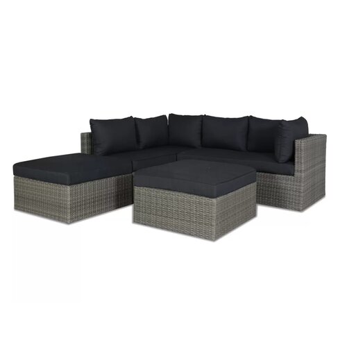 Baratti Hoek Loungeset Amalia - Antraciet & Grijs - Wicker - Baratti