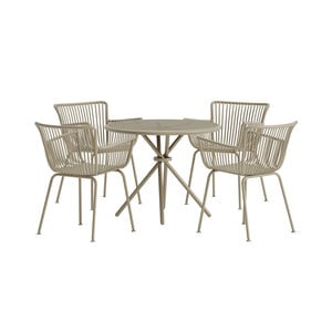 Garden Interiors Sifnos Round Dining Set 5 pcs - Beige / Beige Garden Interiors Sifnos Round Dining Set 5 pcs - Beige / Beige