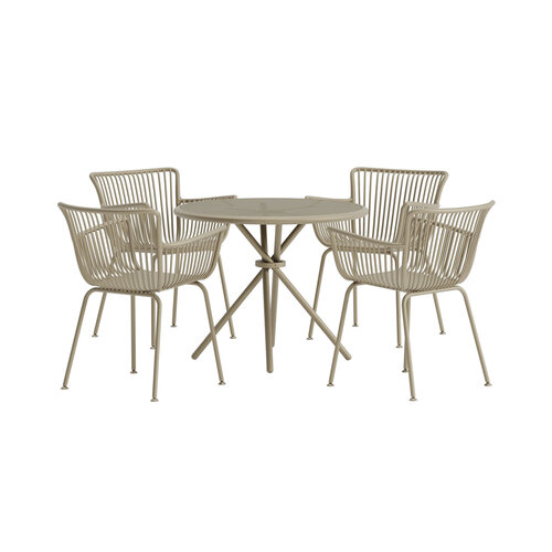 Garden Interiors Sifnos Round Dining Set 5 pcs - Beige / Beige Garden Interiors Sifnos Round Dining Set 5 pcs - Beige / Beige