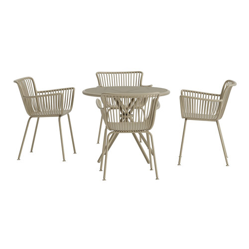 Garden Interiors Sifnos Round Dining Set 5 pcs - Beige / Beige Garden Interiors Sifnos Round Dining Set 5 pcs - Beige / Beige