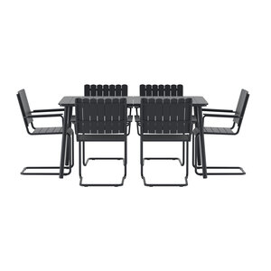 The Outsider Holmsund- Tuinset - 6 - stoelen - tafel - Zwart - The Outsider