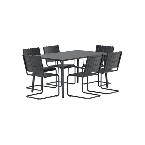 The Outsider Holmsund- Tuinset - 6 - stoelen - tafel - Zwart - The Outsider