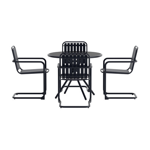 The Outsider Ronde Diningset - Bram - Zwart - 5 delig - The Outsider The Outsider Ronde Diningset - Bram - Zwart - 5 delig - The Outsider