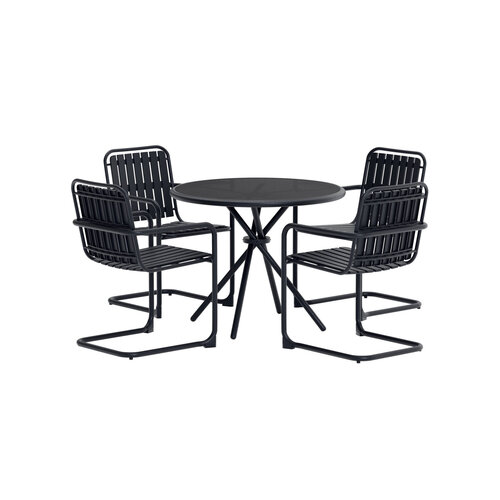 The Outsider Ronde Diningset - Bram - Zwart - 5 delig - The Outsider The Outsider Ronde Diningset - Bram - Zwart - 5 delig - The Outsider