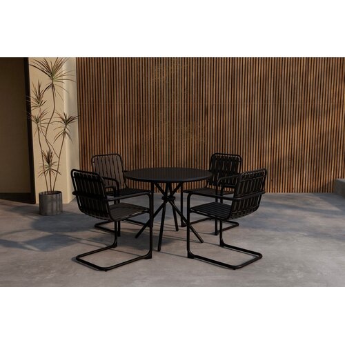 The Outsider Ronde Diningset - Bram - Zwart - 5 delig - The Outsider The Outsider Ronde Diningset - Bram - Zwart - 5 delig - The Outsider