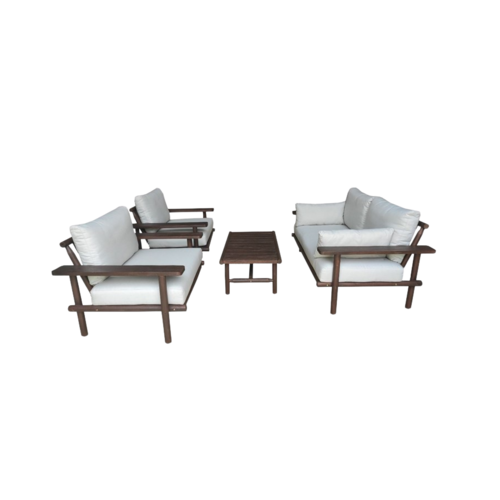 The Outsider Stoel-Bank Loungeset - Laruna - Acaciahout - Vintage Bruin /  Wit - The Outsider