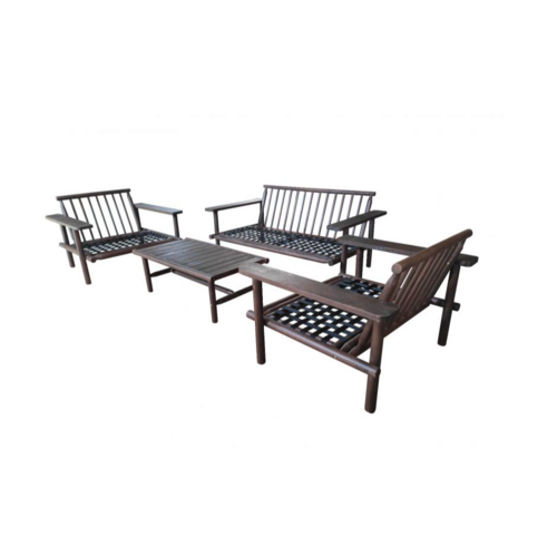 The Outsider Stoel-Bank Loungeset - Laruna - Acaciahout - Vintage Bruin /  Wit - The Outsider